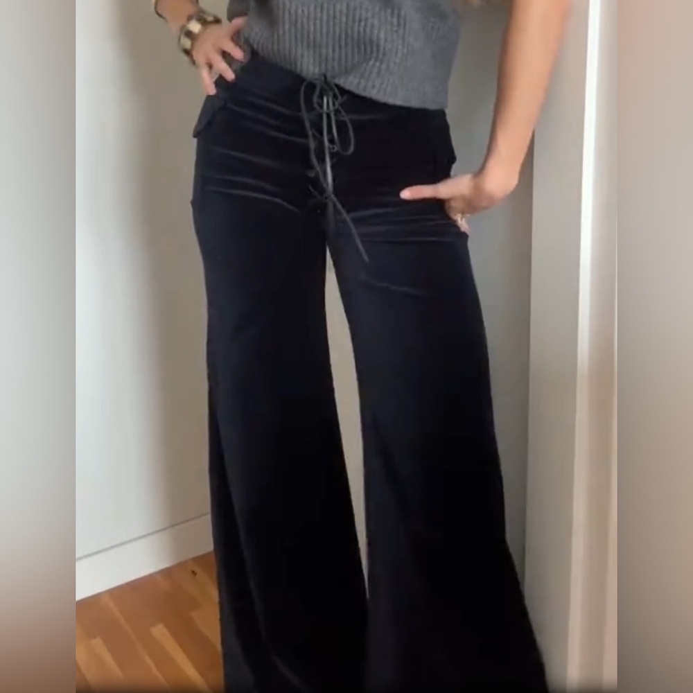 💙💙Zara Blue Velvet Wide-Leg pants beautiful size Xs 💙💙NWT. BOX D